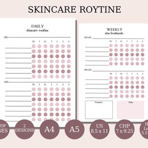 Skincare Routine Planer,Skincare Routine druckbar,Skincare Routine Vorlage,Planer Insert,Self care planner,Weekly routine,Daily routine