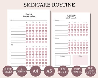 Skincare routine planner,Skincare routine printable,Skincare routine template,Planner Insert,Self care planner,Weekly routine,Daily routine