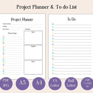 Planificador de proyectos imprimible,Planificador de productividad,Planificador motivacional,Inserción de planificador,HP clásico,A4,A5,Lista de tareas pendientes,Planificador de tareas,Media carta,US