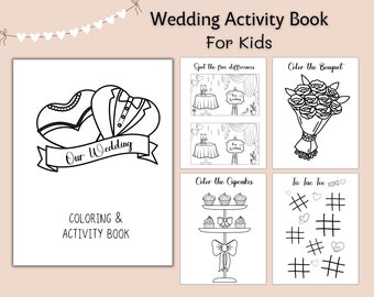 Wedding Activity Book, Wedding Activities for kids,Wedding Coloring Pages,Wedding Coloring Book, Wedding Favors for kids, Wedding Favors