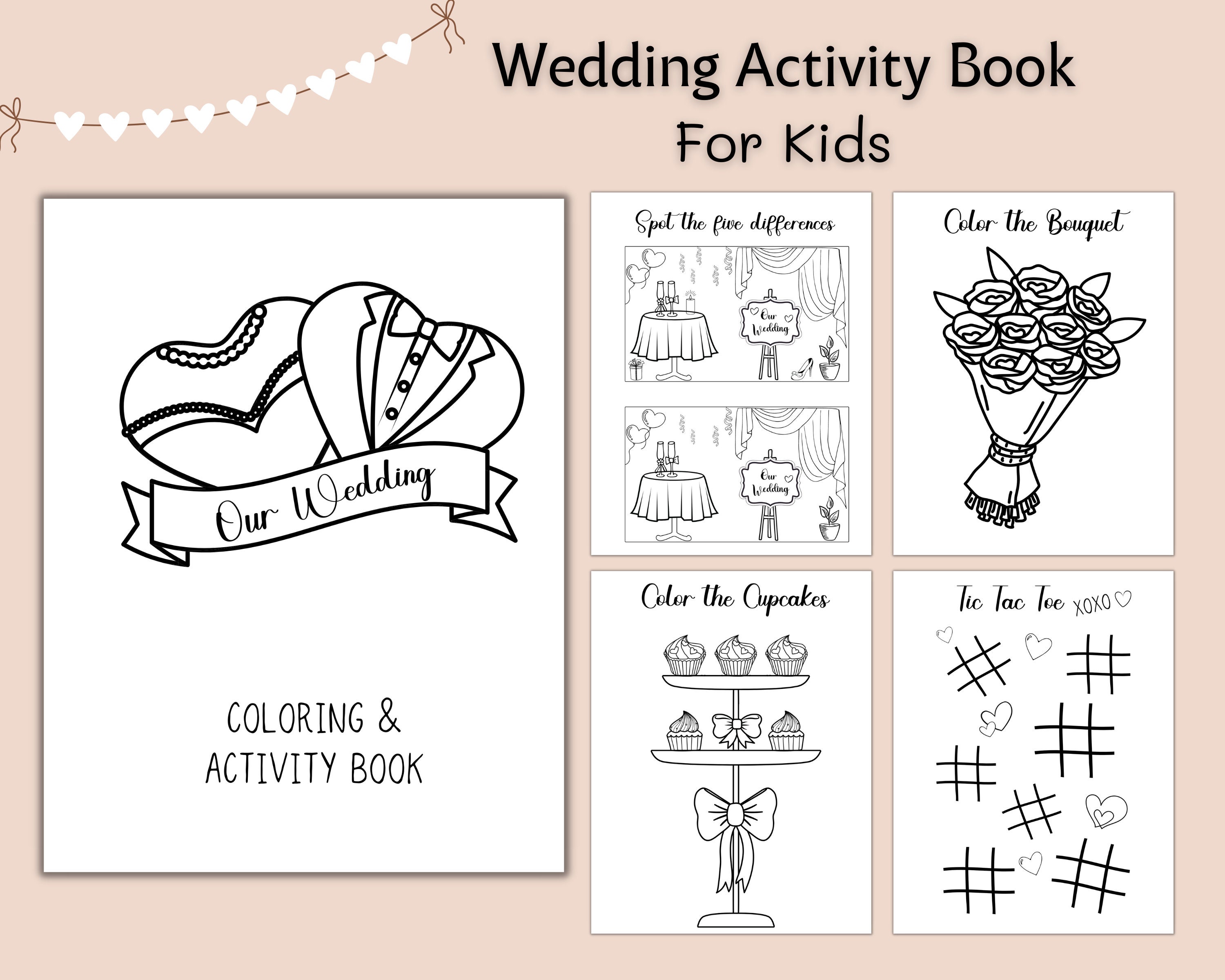 Gueevin 48 Pcs wedding Activities for Kids Coloring Books Individually  Packaged Wedding Coloring Books and Crayons, Wedding Gift Goodie Bags and