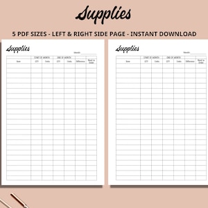 Supplies Tracking,Small Buisness Planner, Printable Craft Buisness Supplies Tracker, Inventory Management, Inventory Tracker, Product Sheet