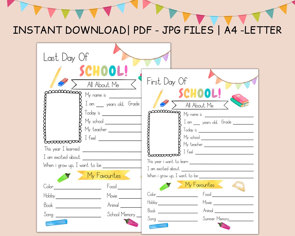 First and Last Day of School Printable Back to School - Etsy