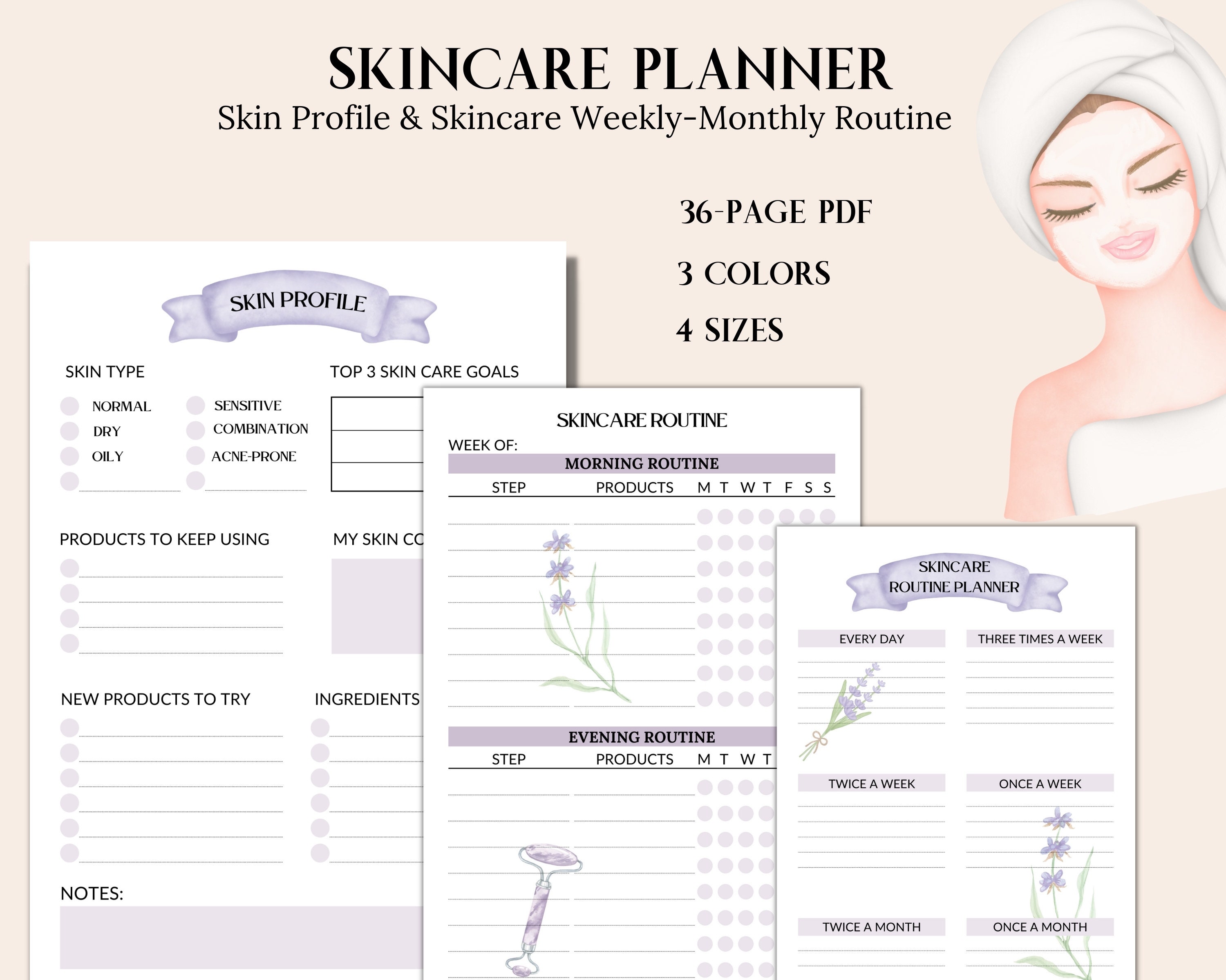 Skincare Planner Printableskincare Routineskincare - Etsy