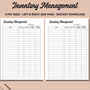 Inventory Management Printable Inventory Sheet Inventory List Product Inventory Tracker Template Buisness Organizer Buisness Planner US A5