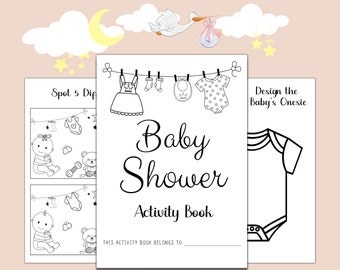 Baby Shower Kids Activity Book, Baby Girl Shower Activity Coloring Book,Baby Shower Games,Baby Shower activities for kids,Baby shower favors