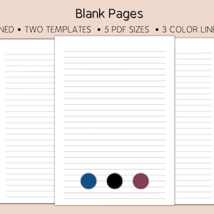 Printable Lined Paper PDF,Notebook journal, Lined Paper Planner, Blank pages, Basic Planner Pages, Notes Planner Pages, Printable Lined Page