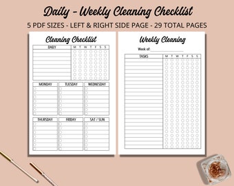 Cleaning Checklist,Daily Cleaning Checklist,Weekly Cleaning Checklist,Home Management,Cleaning Planner Schedule,Big-Classic Happy Planner