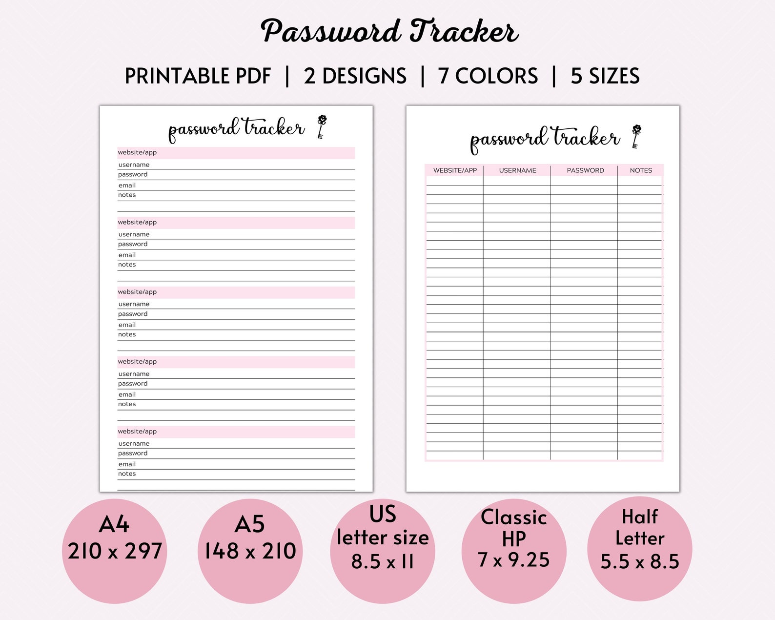Password Tracker,password Keeper,password Organizer,pdf Printable ...