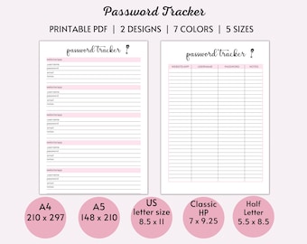 Password Tracker,Password Keeper,Password Organizer,PDF Printable Inserts,Printable Refills,Digital Prints,Password Log,Password List,Prints