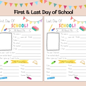 First and Last Day Of School Printable, Back to school Questionnaire, School Interview, Kids Keepsake, School Keepsake, Kid's Memory Journal