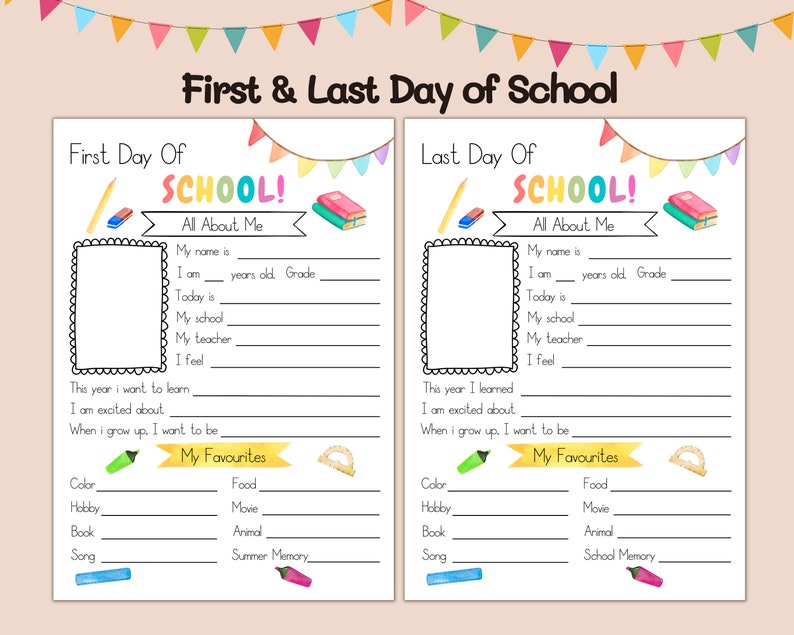 First and Last Day of School Printable Back to School Etsy