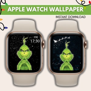Sfondo dell'Apple Watch Grinch, Sfondo festivo dello Smartwatch, Quadrante dell'orologio di Natale divertente, Sfondo del Grinch, Quadrante dell'orologio invernale, Apple Watch di Natale