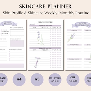 Skincare Planner Printable,Skincare Routine,Skincare Tracker,Beauty Planner,Skincare Journal,Self care Planner,Glow up routine,PDF inserts