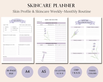 Skincare Planner Printable,Skincare Routine,Skincare Tracker,Beauty Planner,Skincare Journal,Self care Planner,Glow up routine,PDF inserts
