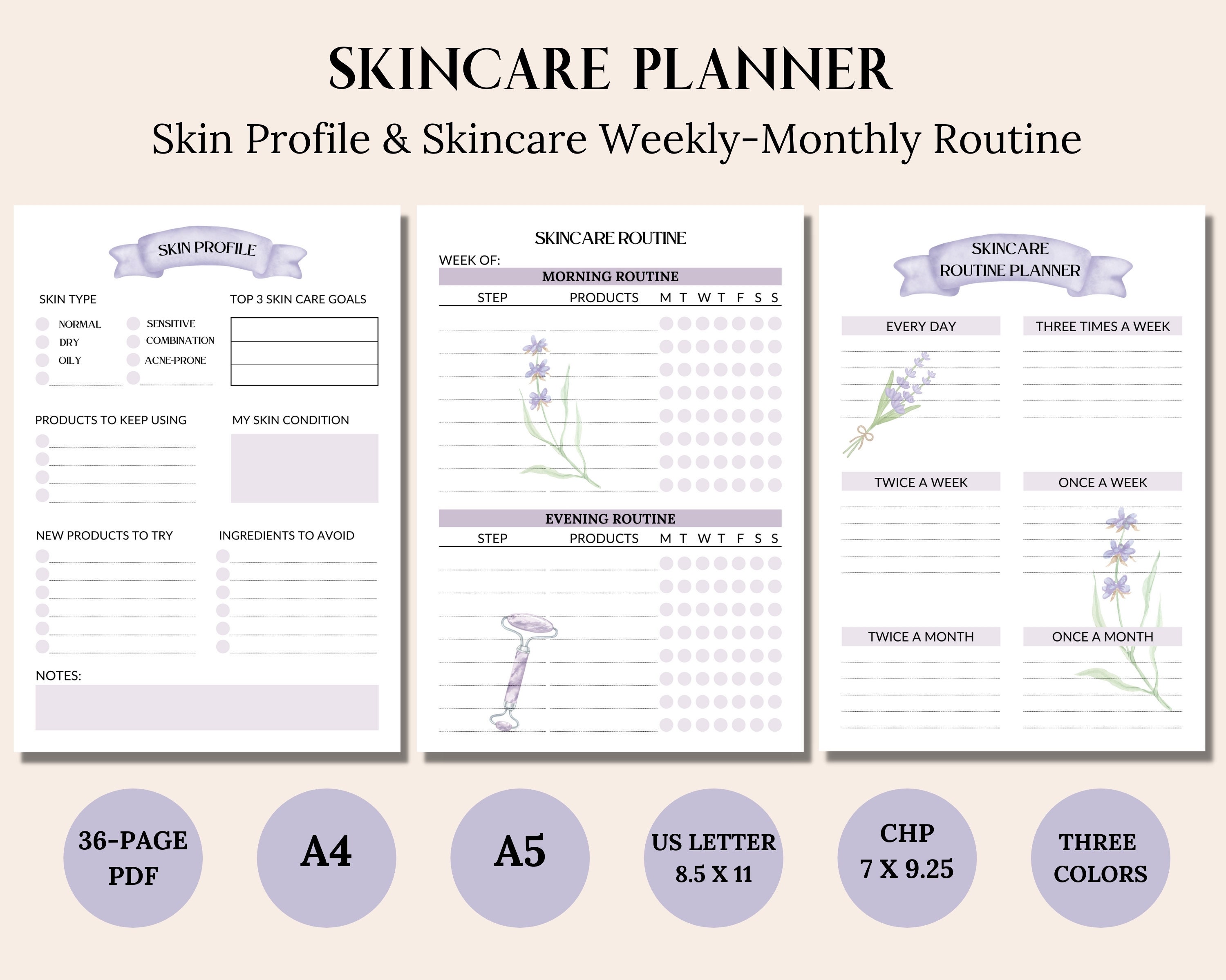 Skincare Planner Printableskincare Routineskincare Etsy