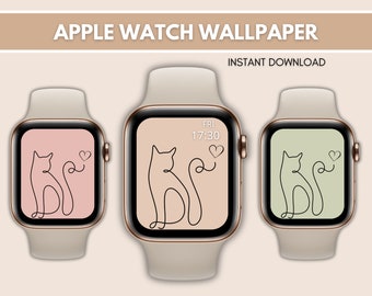 Cat Apple Watch Face, Cat Apple Watch Wallpaper,Minimalist Smartwatch Wallpaper,Apple Watch Wallpaper Line art Bundle,Apple Watch Background