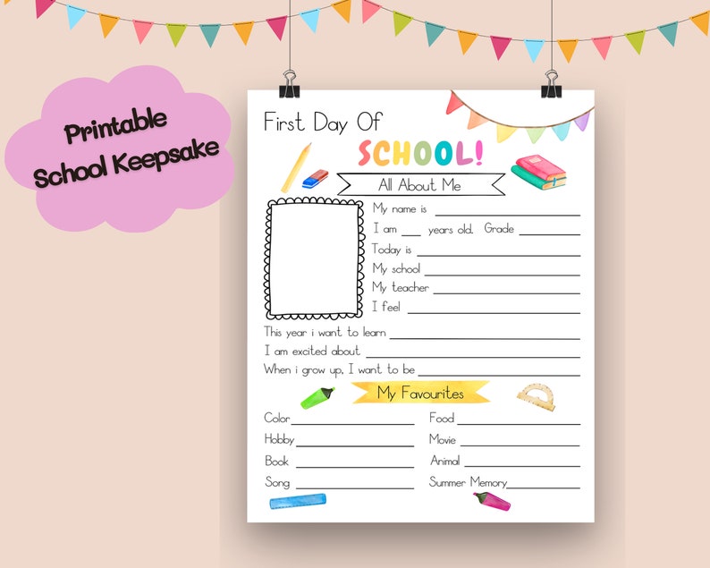 First and Last Day of School Printable Back to School Etsy