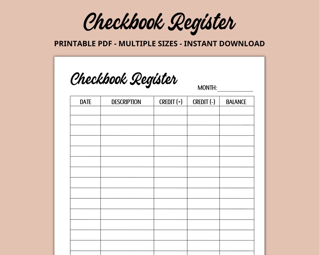 Checkbook Register Pages, Printable Checkbook Register, Planner Inserts, PDF Printables