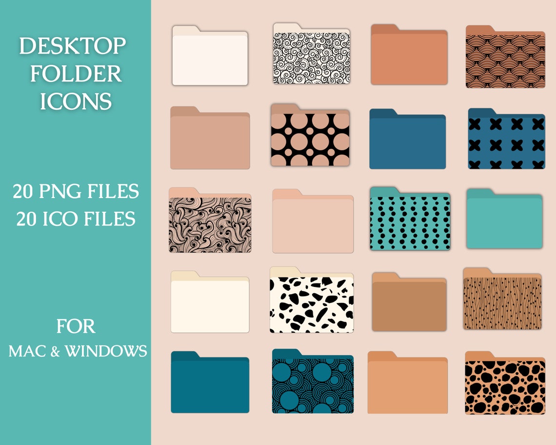 Desktop Folder Icons, Desktop Icons, Neutral Desktop Organizer, Desktop
