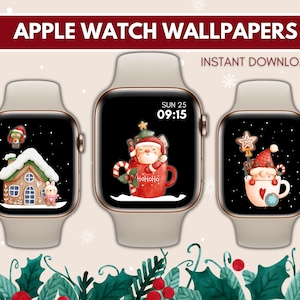 Può includere: Tre quadranti di Apple Watch a tema natalizio. Il primo quadrante presenta una casetta di pan di zenzero con un pupazzo di neve e un gufo. Il secondo quadrante presenta un Babbo Natale dei cartoni animati che tiene un bastoncino di zucchero e una tazza di cioccolata calda. Il terzo quadrante presenta un Babbo Natale dei cartoni animati in una tazza di cioccolata calda con un bastoncino di zucchero e una stella.