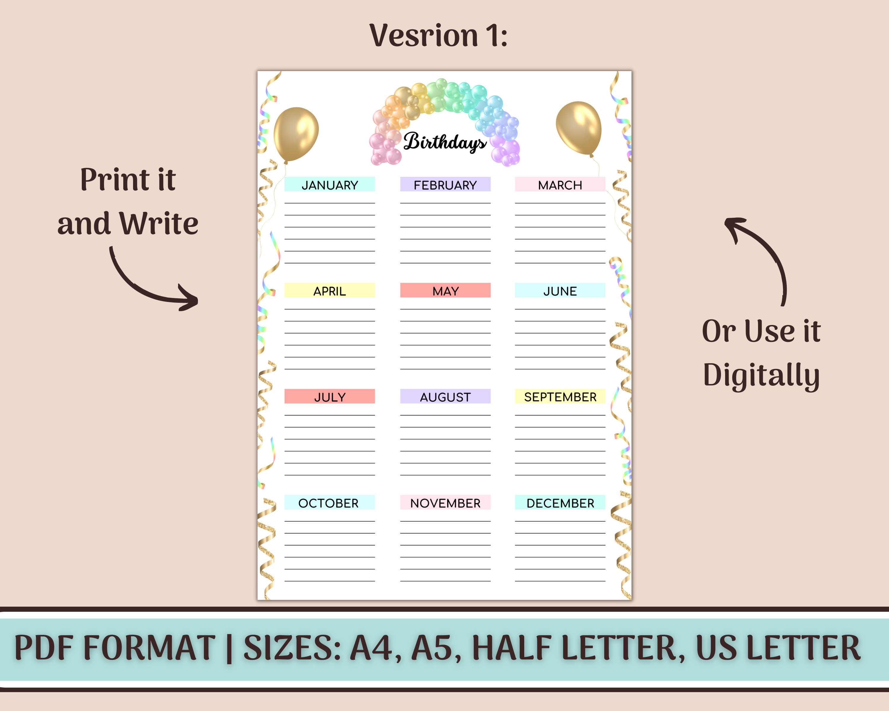 Birthday Party Organizer Printable
