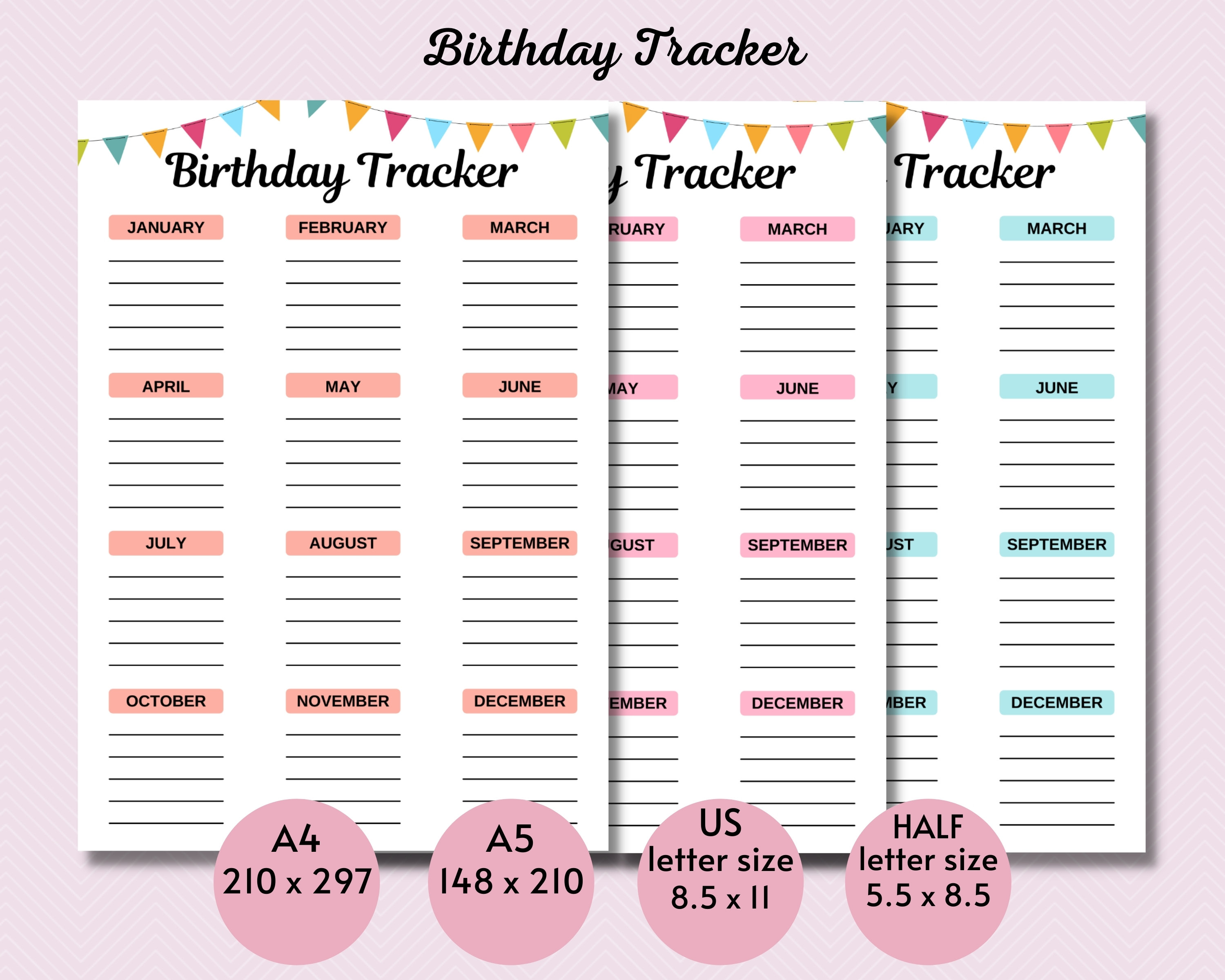 Birthday Tracker Printable,birthday Tracker Editable,birthday List Birthday Tracker Printable,birthday Tracker Editable,birthday List
