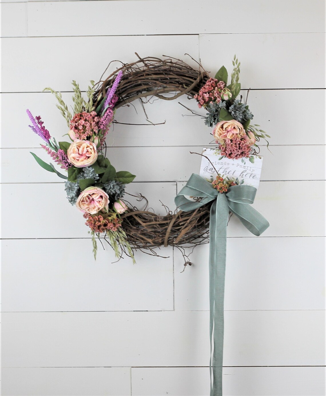 Farmhouse Floral Grapevine Wreath | Etsy