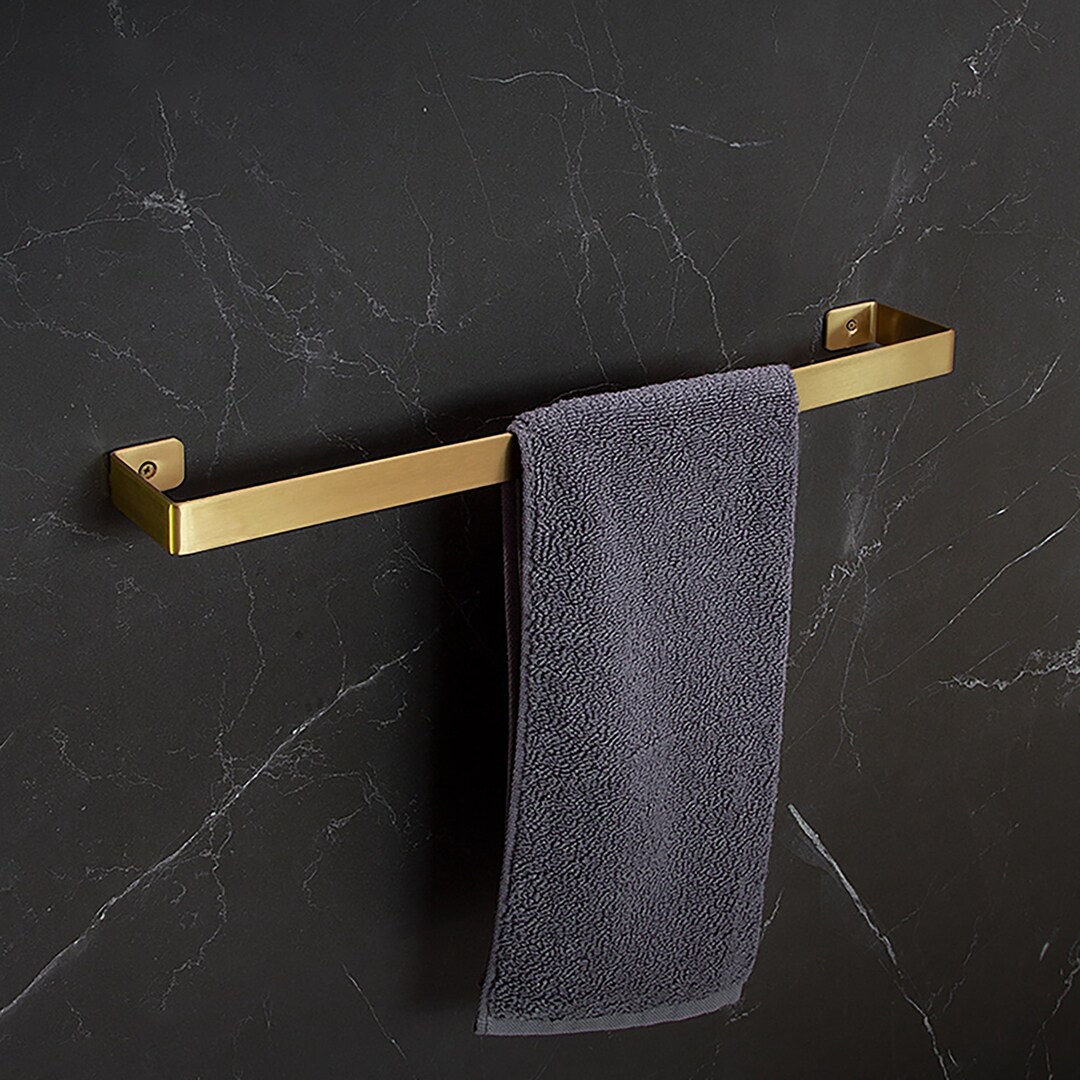 Minimalist Brushed Brass Towel Bar Etsy