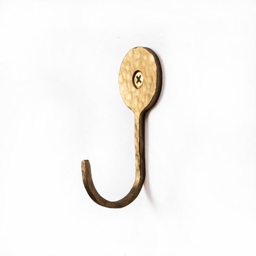 Aged Brass Hammered Wall Hook/ Coat Hook Etsy