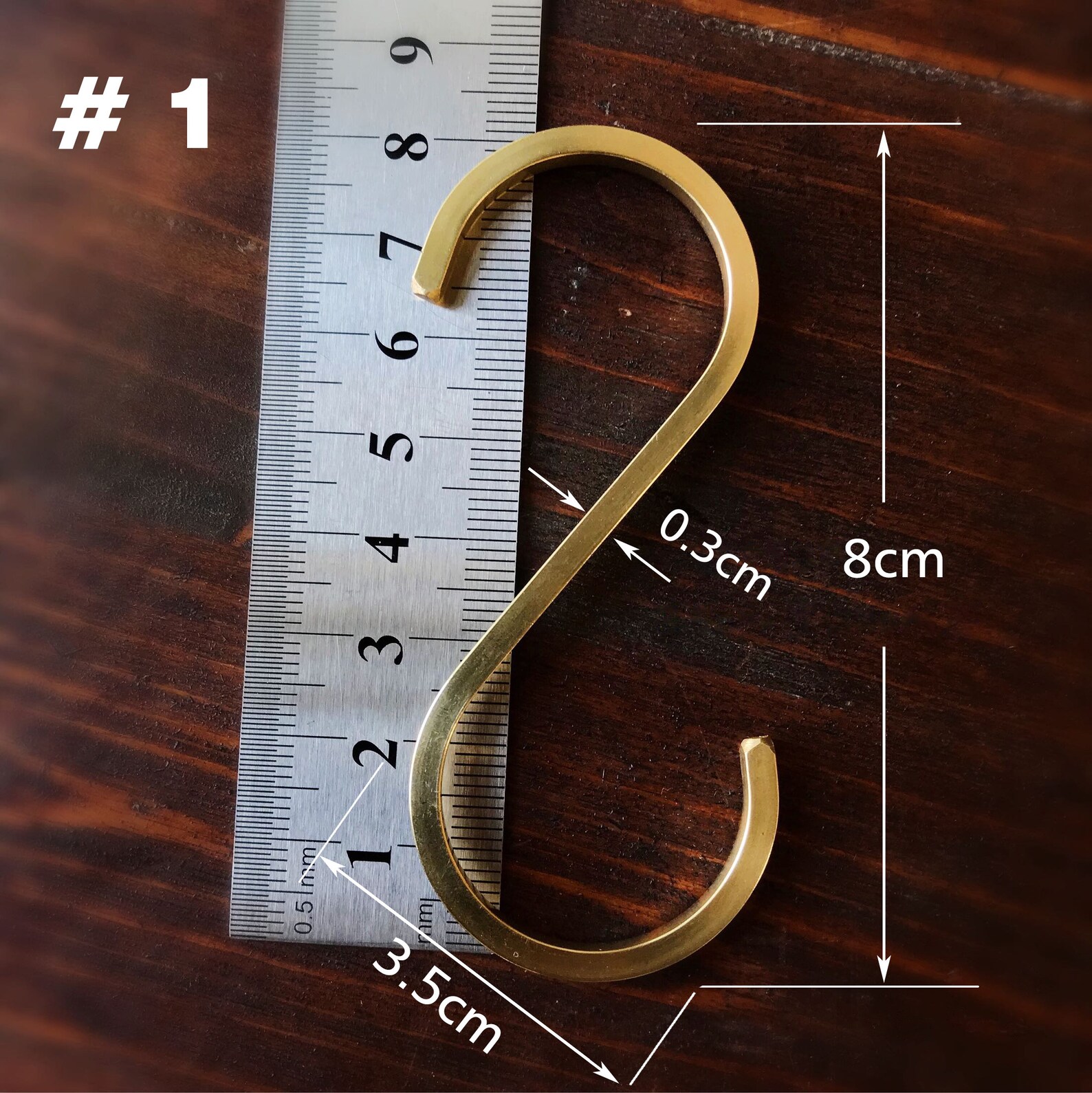 Solid Brass Square S Hooks Etsy