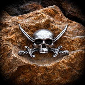 Totenkopf und Kreuz Schwerter Pin Anstecker