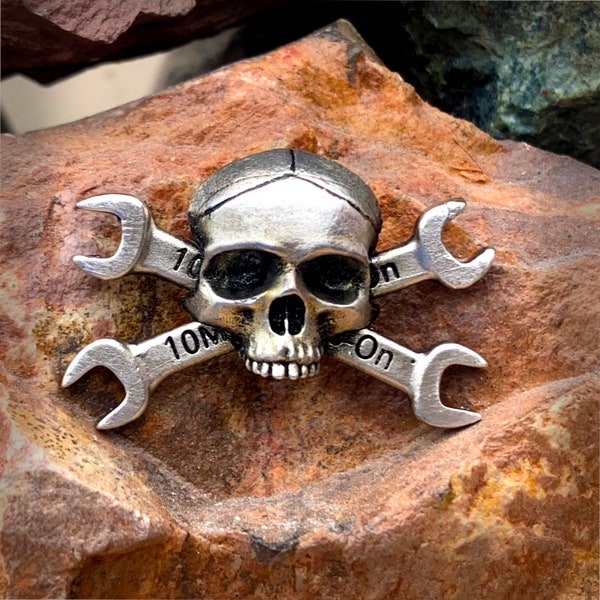 Skull and Crossbones wrench pin/badge