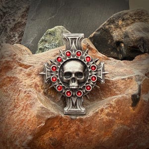 Inquisition Rosette Cross with crystals Badge