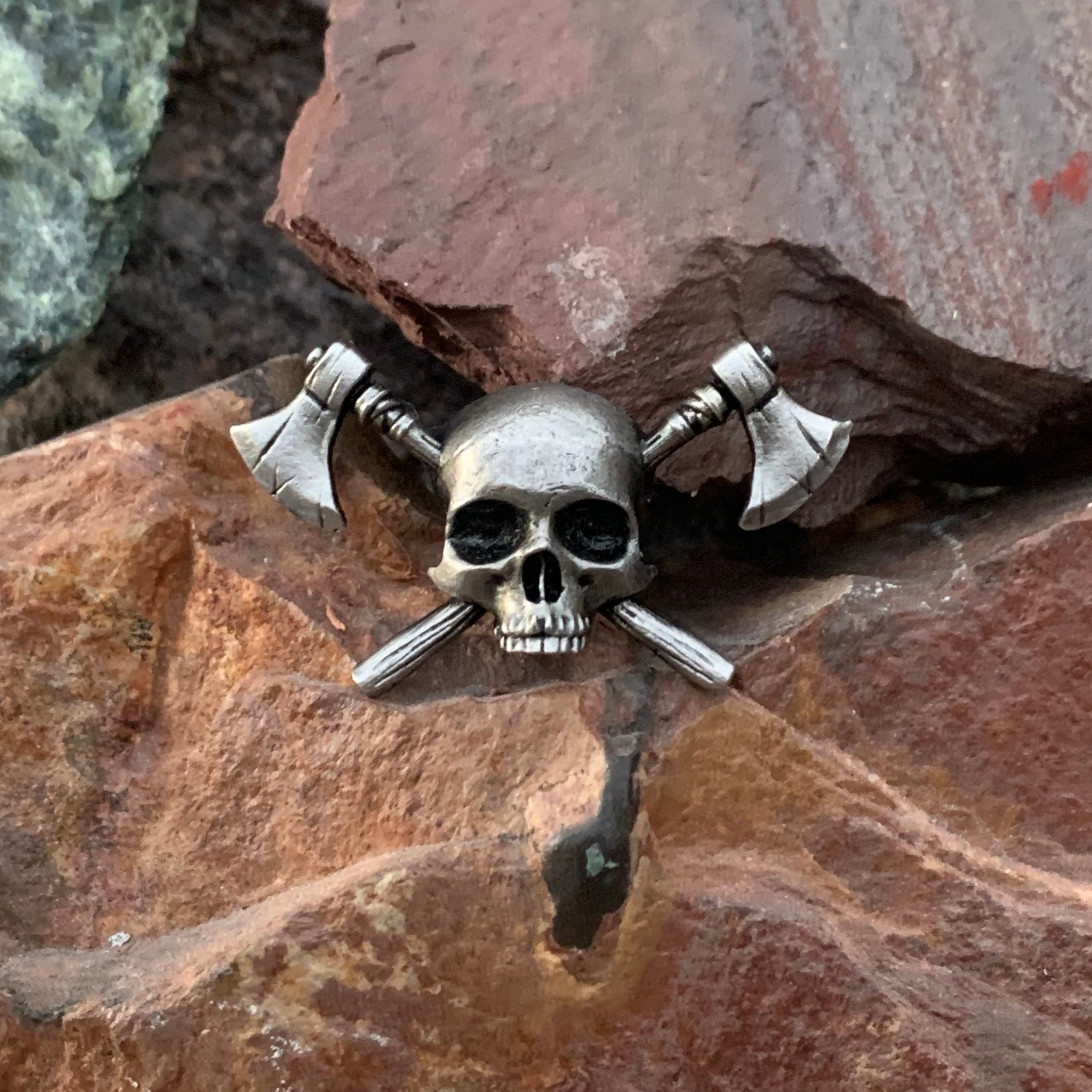 Skull and Cross Axe  pin badge pirate lumberjack