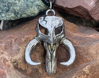 Mythosaur Skull pendent Large -  Hand made pewter pin from Star Wars and the Mandalorian