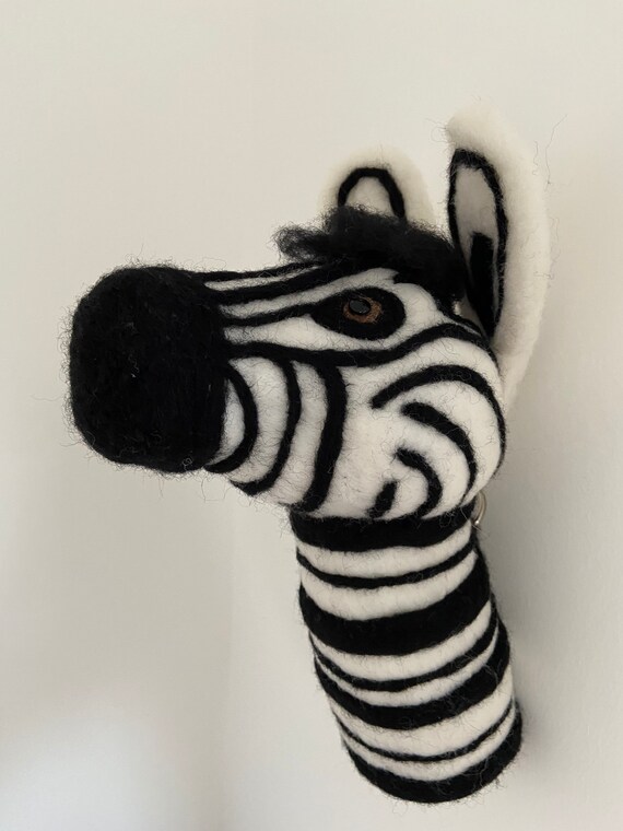 Needle felted Wall mounted zebra Etsy