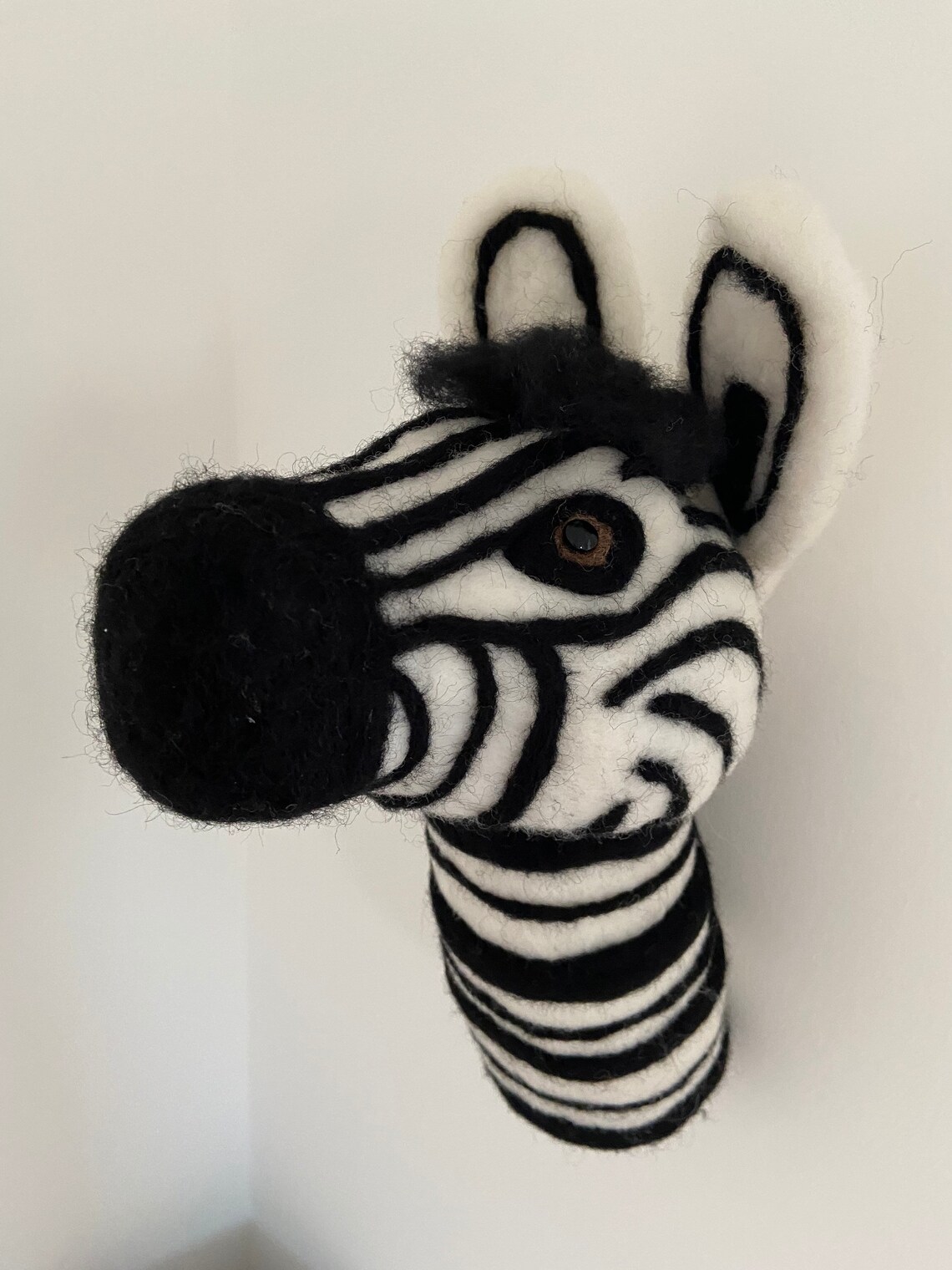 Needle felted Wall mounted zebra Etsy