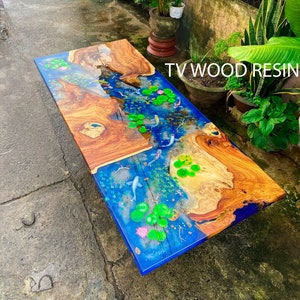 Table Koi Resin,Epoxy table, Living room table , Resin table top, Table Coffee, Resin koi fish ,Table sofa , Koi painting