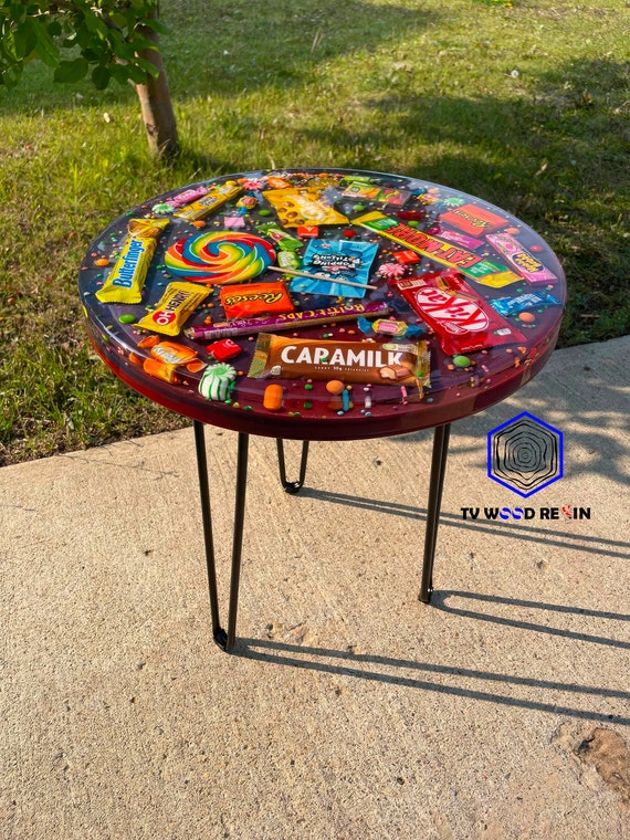 Epoxy Candy Table, Willy Wonka Theme, Unique Coffee Table, Cute