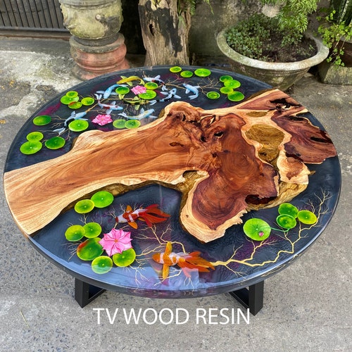Round Koi Pond Table, Clear Water Effect – Deep Pour Resin