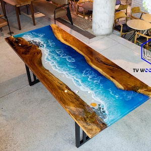 Custom Epoxy Resin Table, Living Room Table , Ocean Design, Live Edge Table, Coffee Table, Epoxy Table, Table Top, Gaming Desk, Sofa, Desk