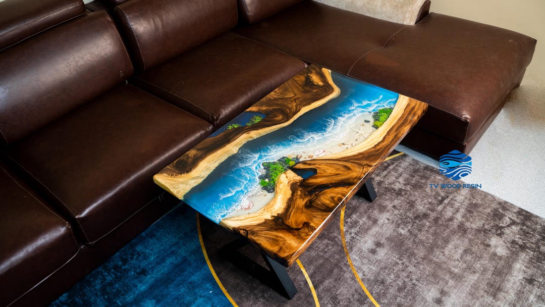 Ocean Epoxy Resin Table With Deep Sea Effect, Crystal Clear Water ...