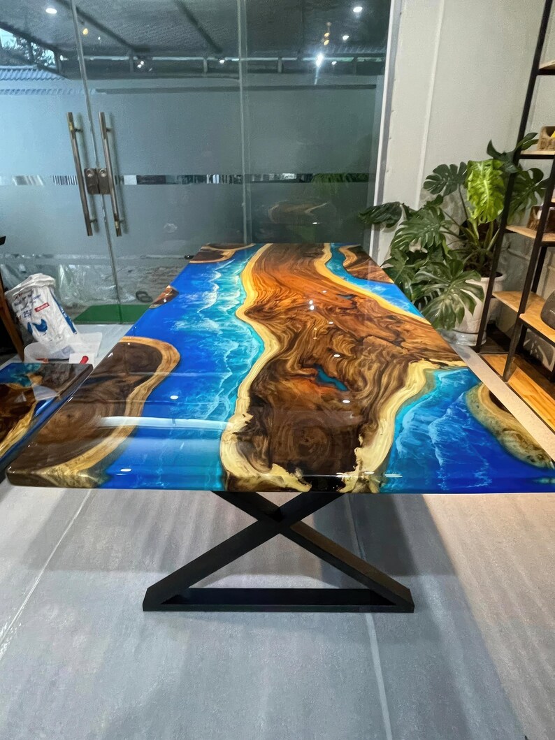 Custom Order Epoxy Resin Table, Conference Room Table, Ocean Design