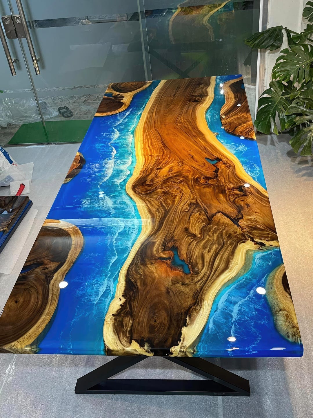 Custom Order Epoxy Resin Table, Conference Room Table, Ocean Design