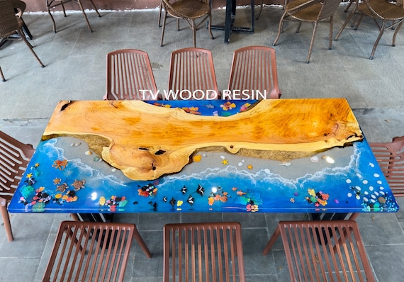 オーシャンレジンテーブルレジンテーブルリビングテーブル