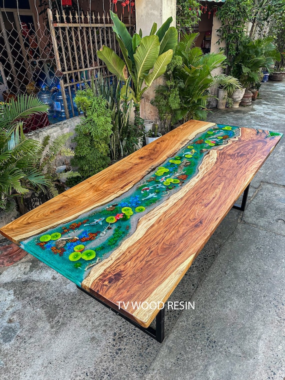Epoxy table with fish deals