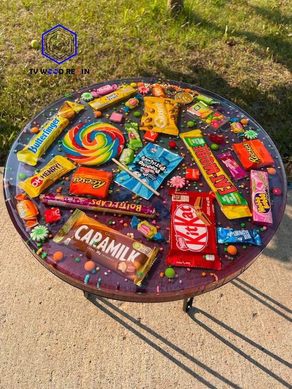 Epoxy Candy Table, Willy Wonka Theme, Unique Coffee Table, Cute