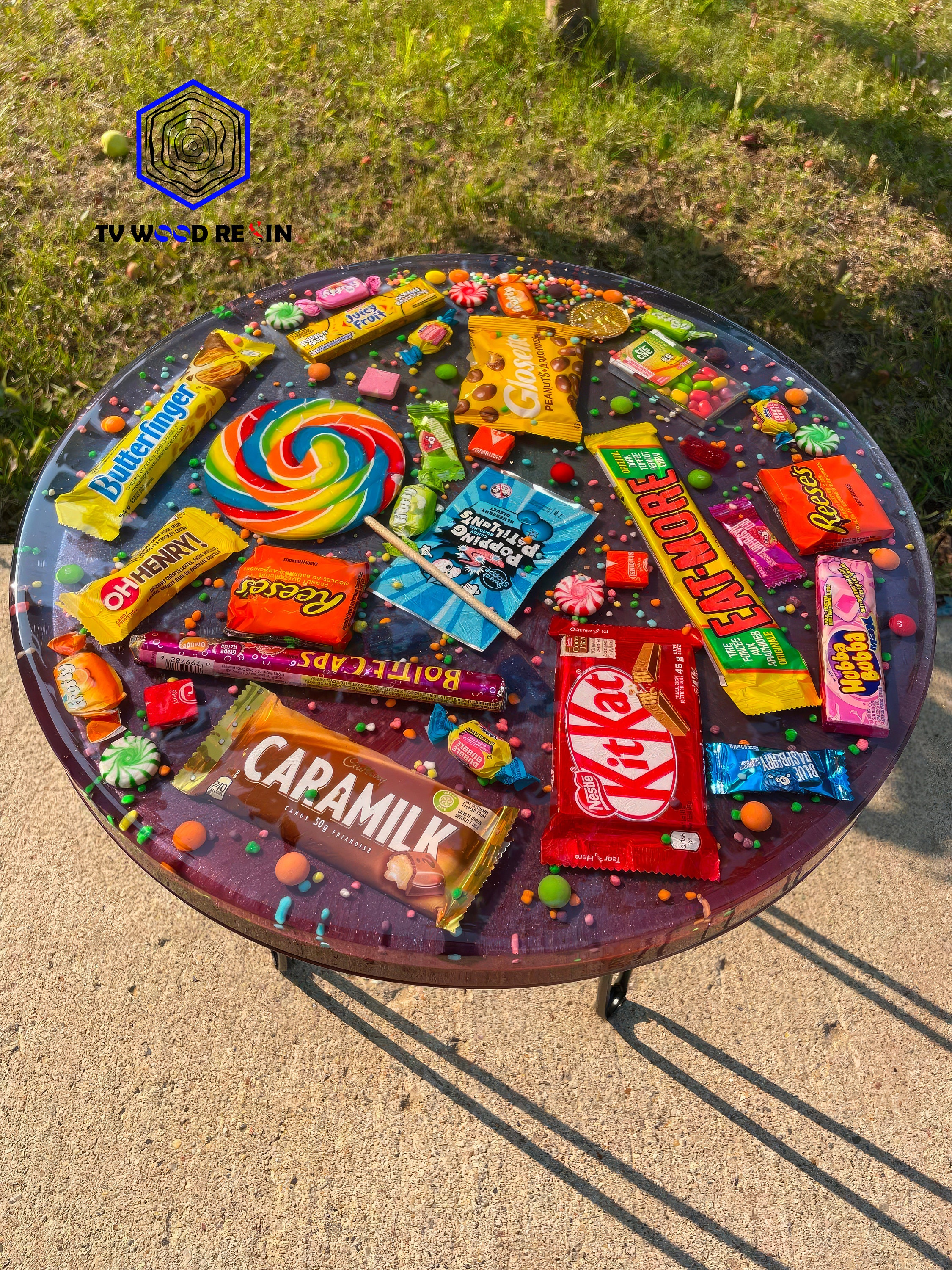 Epoxy Candy Table, Willy Wonka Theme, Unique Coffee Table, Cute