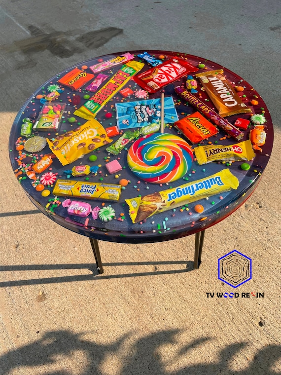 Epoxy Candy Table, Willy Wonka Theme, Unique Coffee Table, Cute